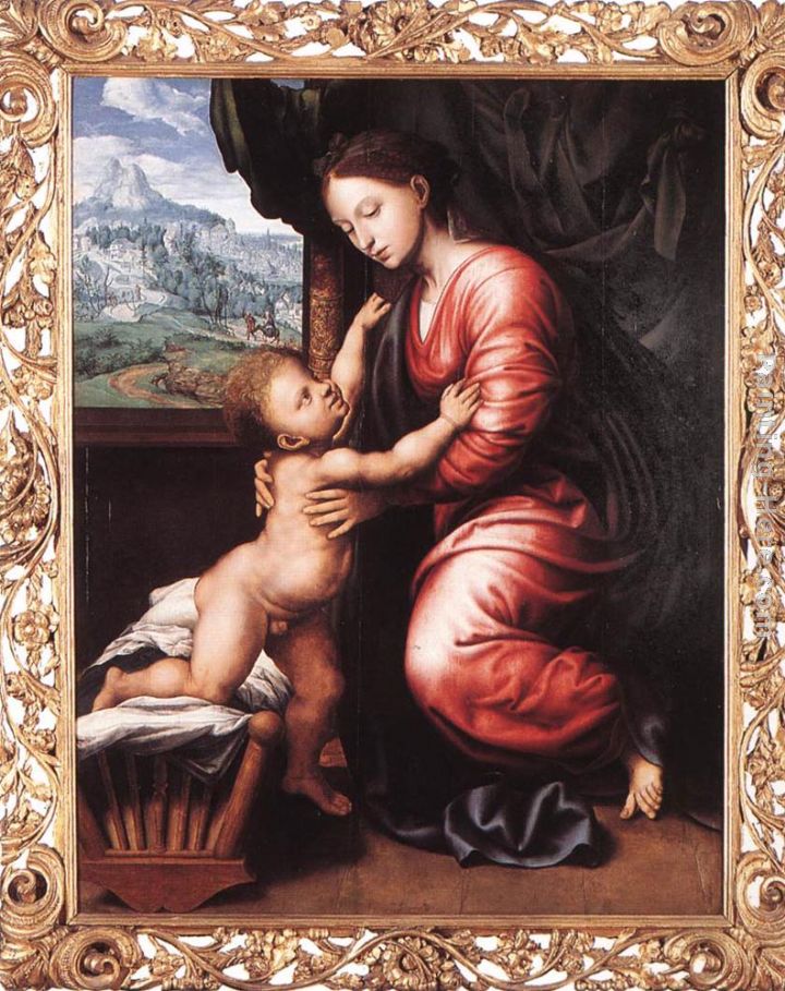 Virgin and Child painting - Jan Sanders van Hemessen Virgin and Child art painting
